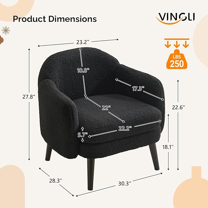 VINGLI 30.3" Wide Modern Barrel Accent Armchairs Set of 2