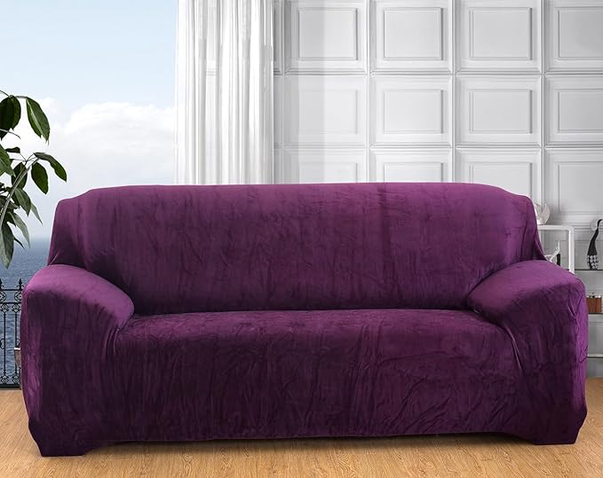 vctops 1-Piece Velvet Plush Stretch Sofa Slipcover
