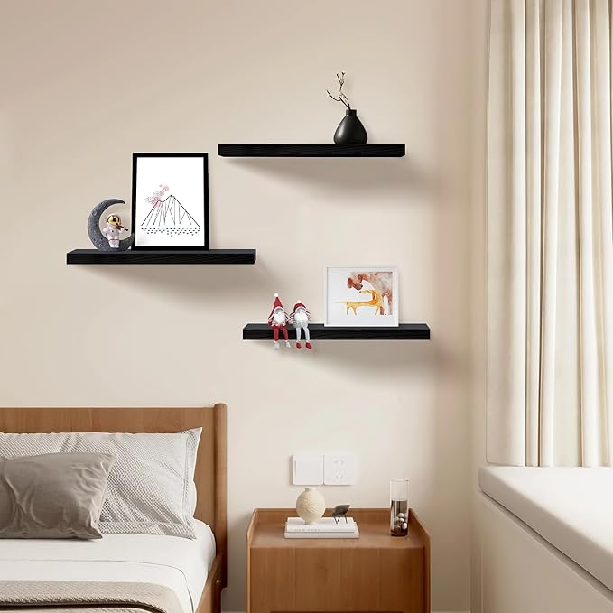 Upassion Floating Shelves for Wall Set of 3, Frame Display Floating Shelf for