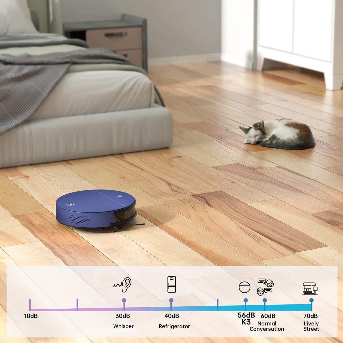 OKP K3 Robot Vacuum Cleaner Self-Charging Robotic Vacuum Cleaner with 2000Pa Strong Suction Voice Control for Hardfloor and Carpet,Blue