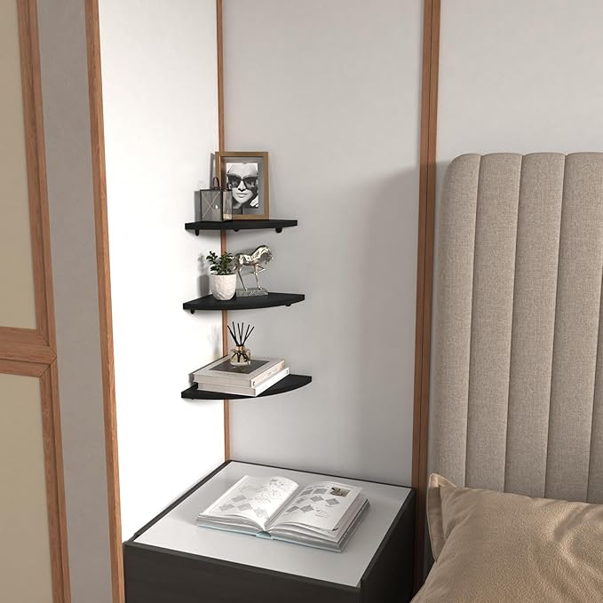 HORLIMER Floating Corner Shelf Wall Mount, Living Room