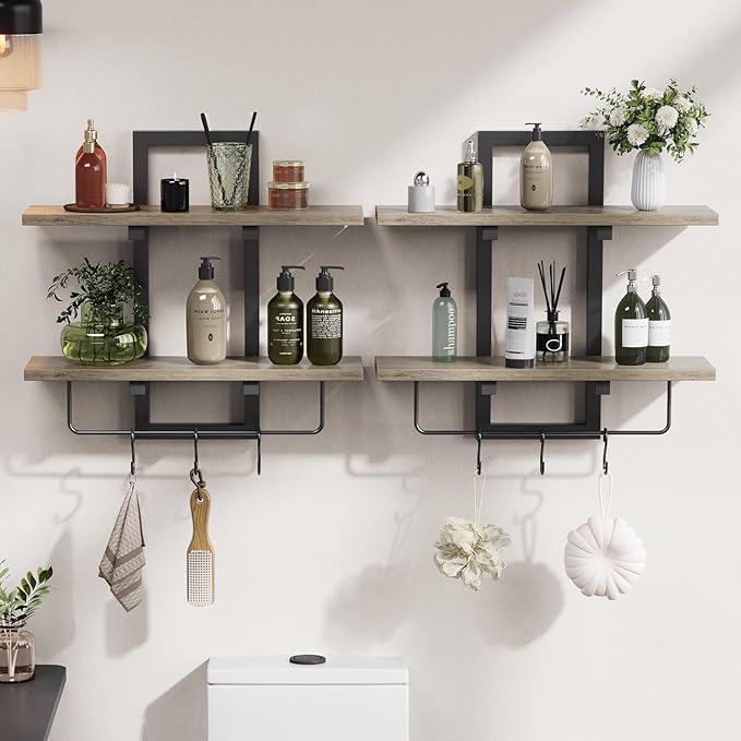 Creso hom Floating Shelves, Hanging Bathroom Shelves 2-Tier, Wall Mounted