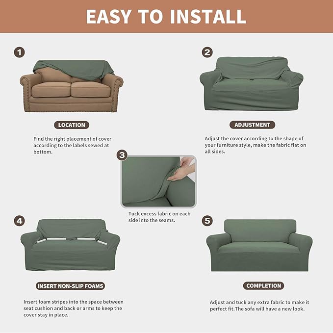 Easy-Going 100% Waterproof Couch Cover, Dual Waterproof Sofa Cover, Stretch