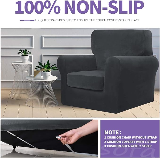 ZNSAYOTX Luxury Velvet Chair Slipcovers