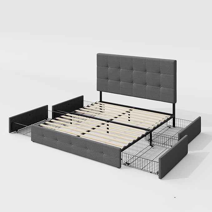 Allewie Upholstered Queen Size Platform Bed Frame