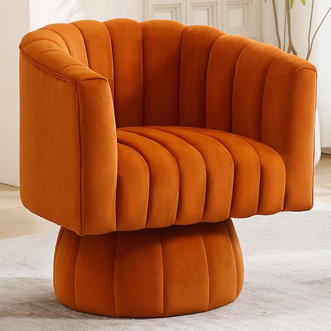 Swivel Accent Barrel Chair, Cute Comfy Small Round 360° Arm Chair, Velvet Sofa