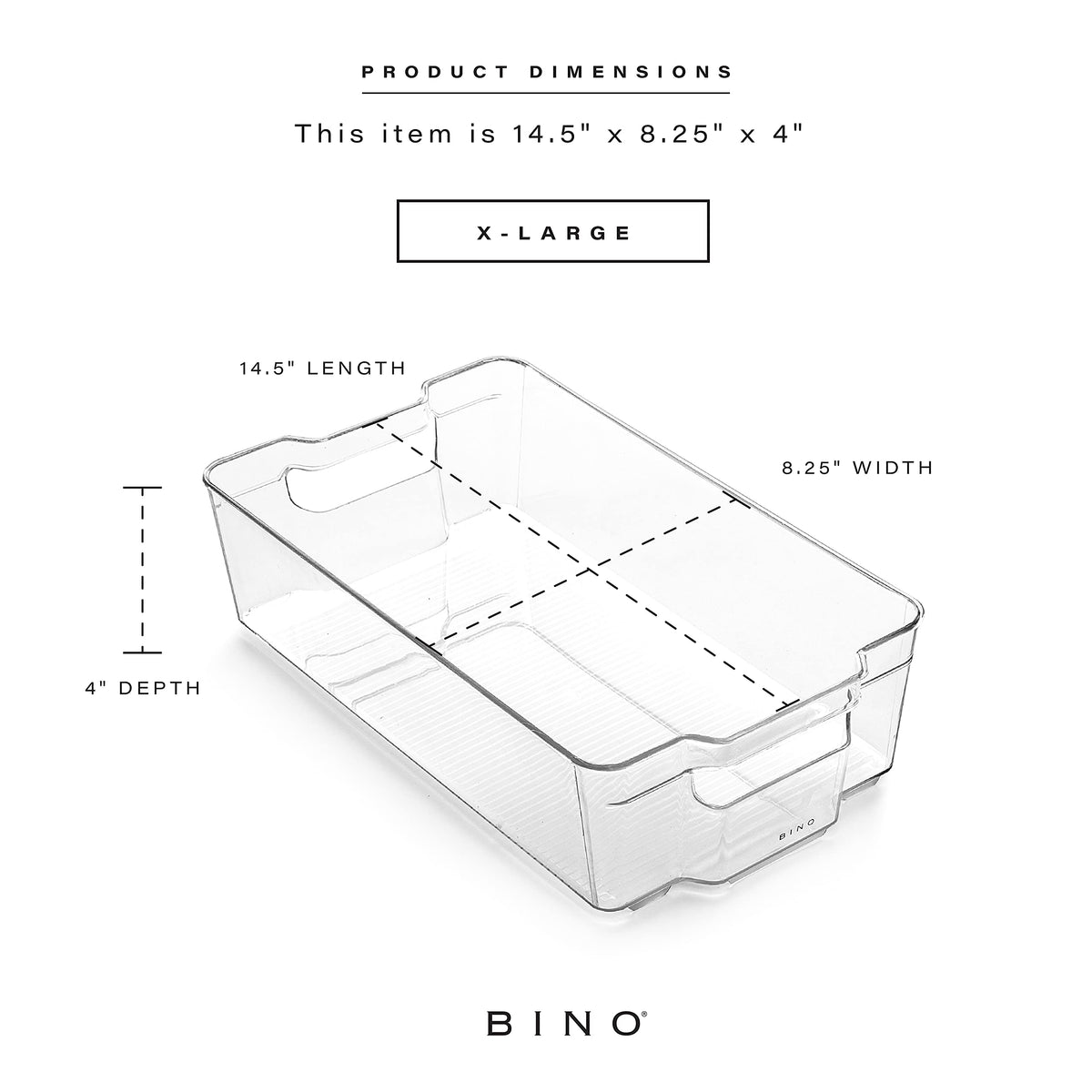 BINO | Stackable Storage Bins, X-Large - 2 Pack | THE STACKER COLLECTION | Clear Plastic | Built-In Handle | BPA-Free | Containers for Organizing Kitchen Pantry | Multi-Use Organizer