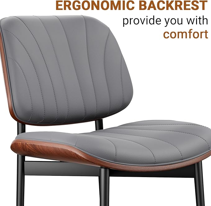 REONEY Dining Chairs Set of 4, Mid-Century Modern Upholstered PU Leather Chairs