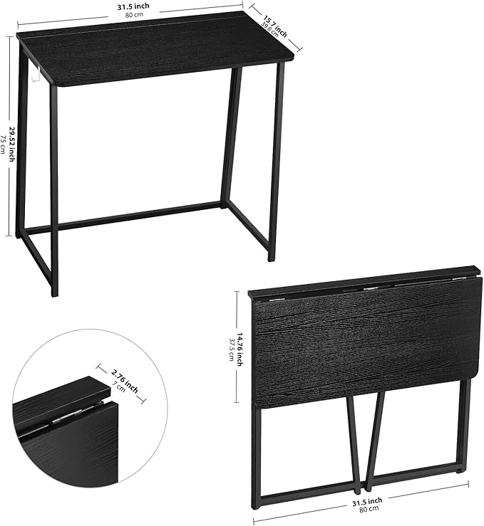 WOHOMO Folding Computer Desk, Small Writing Foldable Desk 31.5", Space-Saving