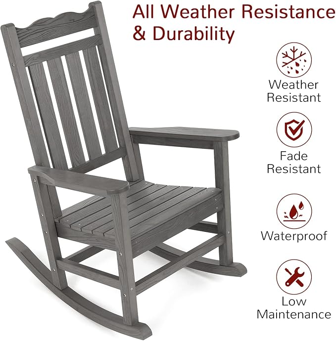 Stoog Outdoor & Indoor Rocking Chairs Set of 2, All-Weather Porch Rocker
