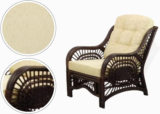 Malibu Lounge Set of 4: 2 Natural Rattan Wicker Chairs, Three-Seater Sofa