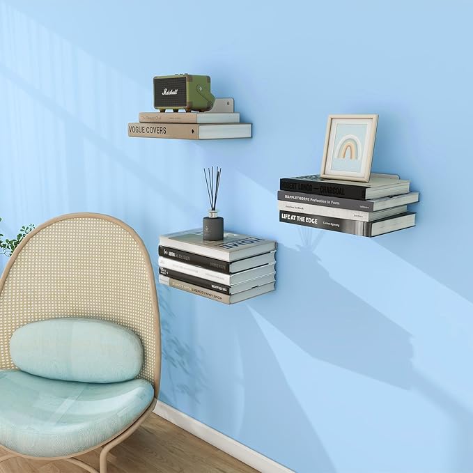 FENTEC Floating Book Shelves for Wall, Wall Mounted Invisible Floating Bookshelf