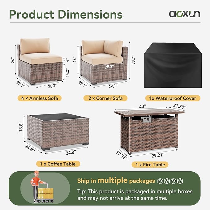 Aoxun 8 Piece Patio Furniture Set