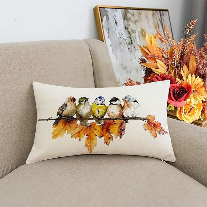 RABUSOFA Fall Outdoor Pillow Covers 12x20 Inch Waterproof Outdoor Thanksgiving