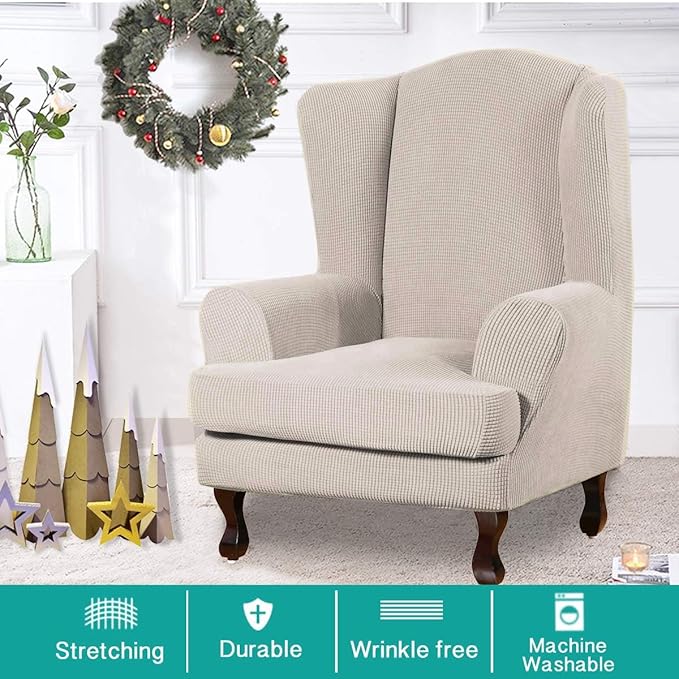Turquoize Wingback Chair Covers 2 Piece Wing Chair Slipcover Stretch Slipcovers