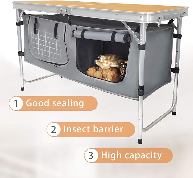 CampLand Outdoor Folding Table Aluminum Lightweight Height Adjustable