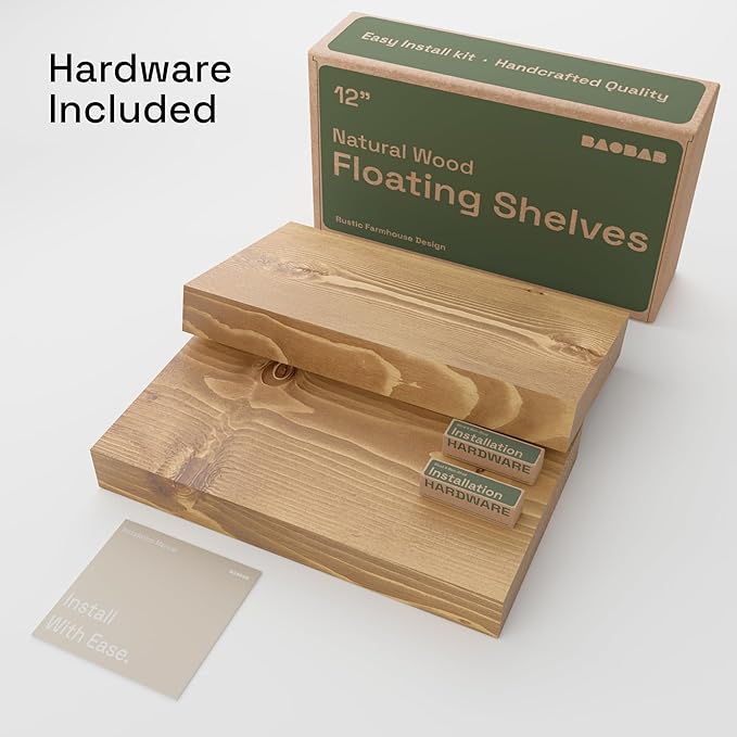 BAOBAB WORKSHOP Natural Wood Floating Shelves