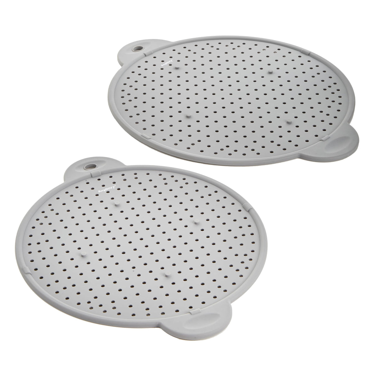 BergHOFF Essentials Heat-Resistant Silicone Splatter Screen 11", Multifunctional, Grease Straining, Cooling Rack, Prevent Burns, Grey