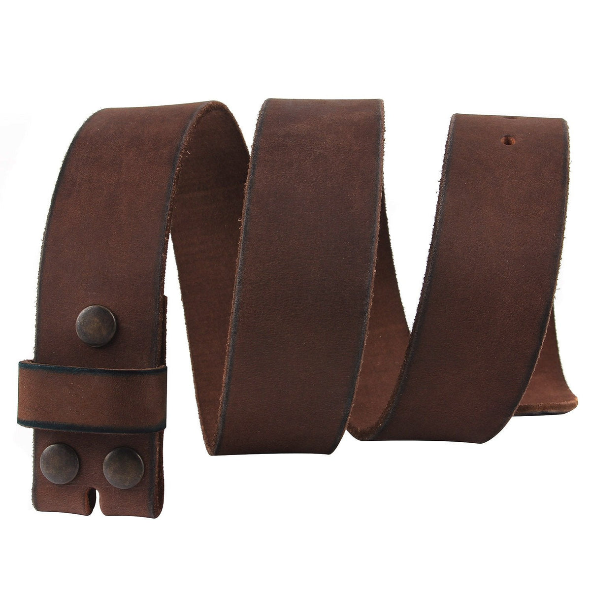 NPET Mens Leather Belt Full Grain Vintage Distressed Style Snap on Strap 1 1/2" Wide (For 36"-38" waist, coffee)