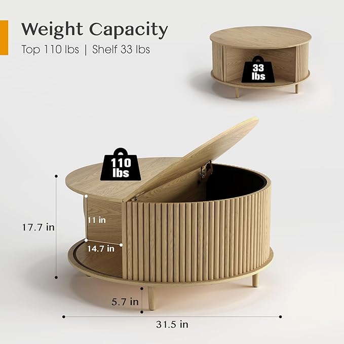 JOINICE Round Coffee Table