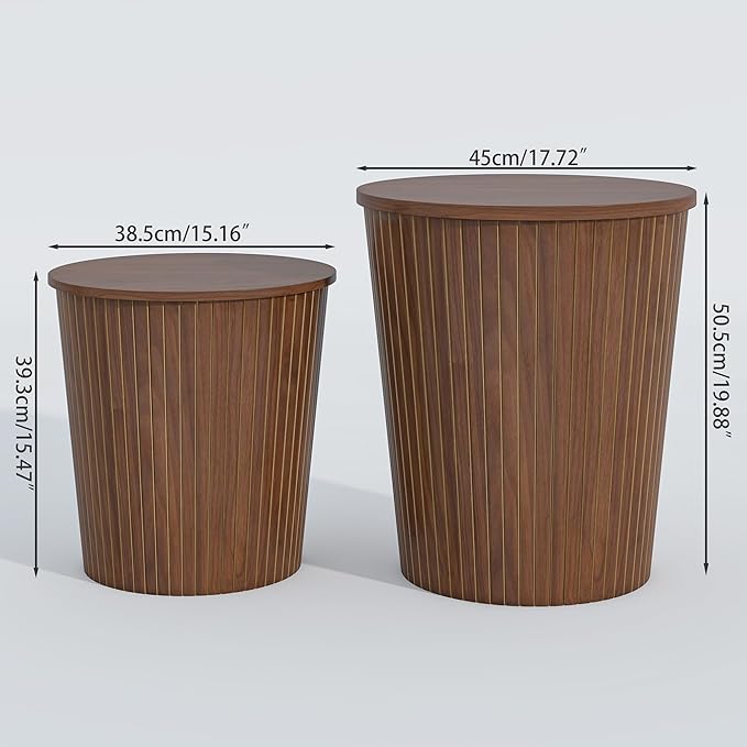 Nesting Coffee Table Set of 2, Round End Table