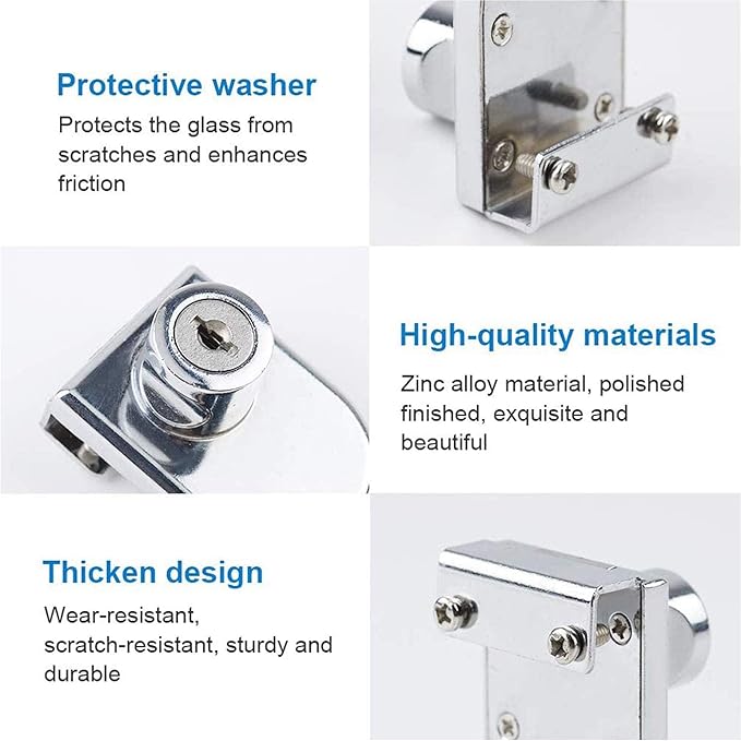 2Pcs Glass Cabinet Lock with Keys, Display Case Lock