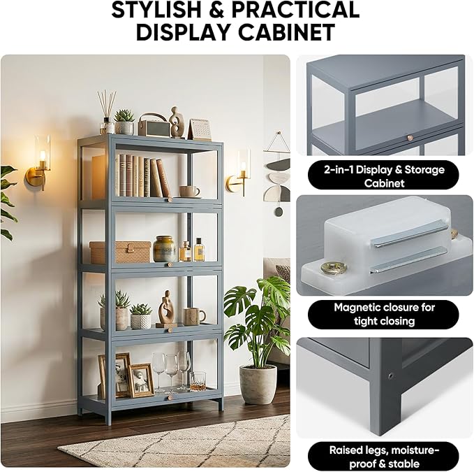 4-Tier Display Case Cabinet