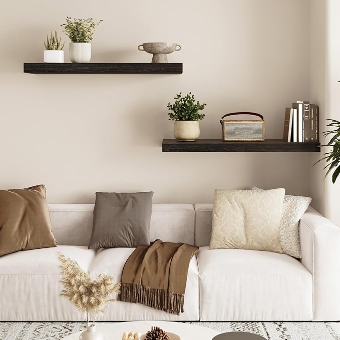 Fixwal Black Floating Shelves for Wall, Bathroom and Kitchen, Wall Shelves for