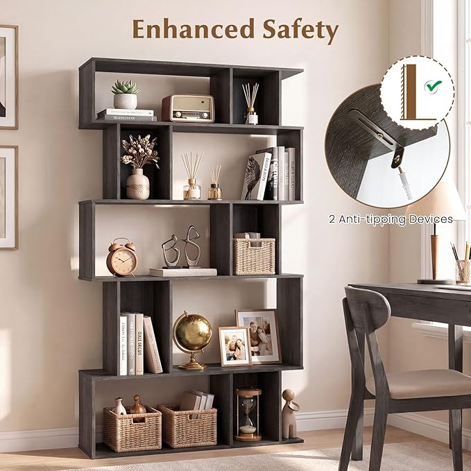 Giantex 5-Tier Bookshelves Set of 2, 10-Cube Geometric Bookcase