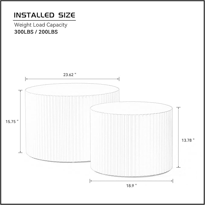 White Round Coffee Table Nesting Coffee Table Set of 2 Contemporary Circle