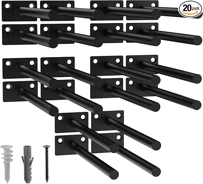 LEOPO Black 20-Pack 8 inch Floating Shelf Brackets, Hidden Shelf Bracket