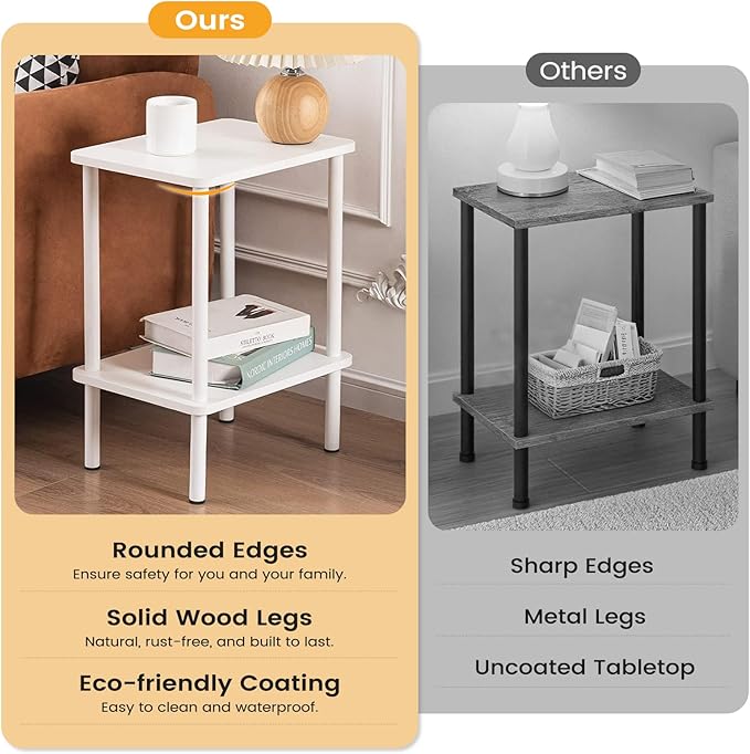 Apicizon 2 Tier End Table Set of 2, Small Side Table
