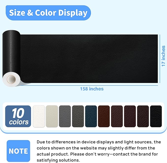Kangshoon Leather Repair Patches, 17X158 Inch Self-Adhesive Leather Repair Tape
