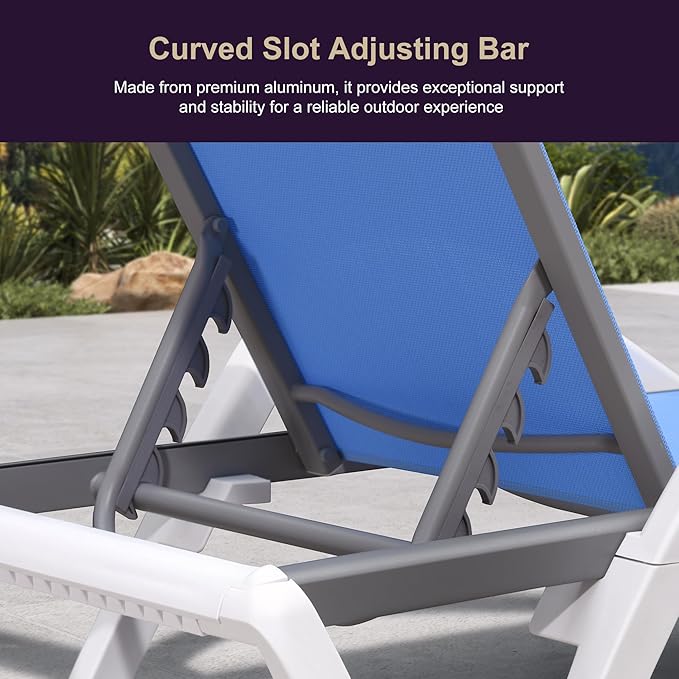 PURPLE LEAF Patio Chaise Lounge Chair Set of 3 Outside Aluminum Plastic