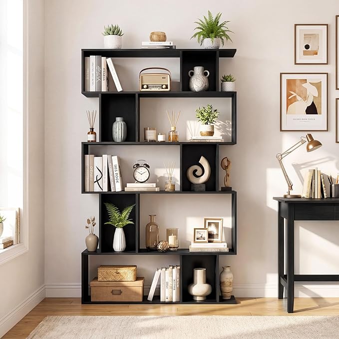 Giantex 5-Tier Bookshelves Set of 2, 10-Cube Geometric Bookcase
