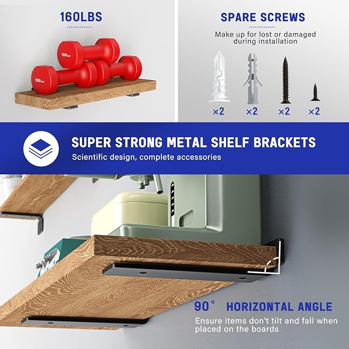 Goovilla Shelf Bracket, Heavy Duty Floating Shelf Brackets 10 inch Long