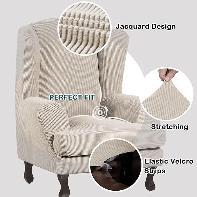 Turquoize Wingback Chair Covers 2 Piece Wing Chair Slipcover Stretch Slipcovers
