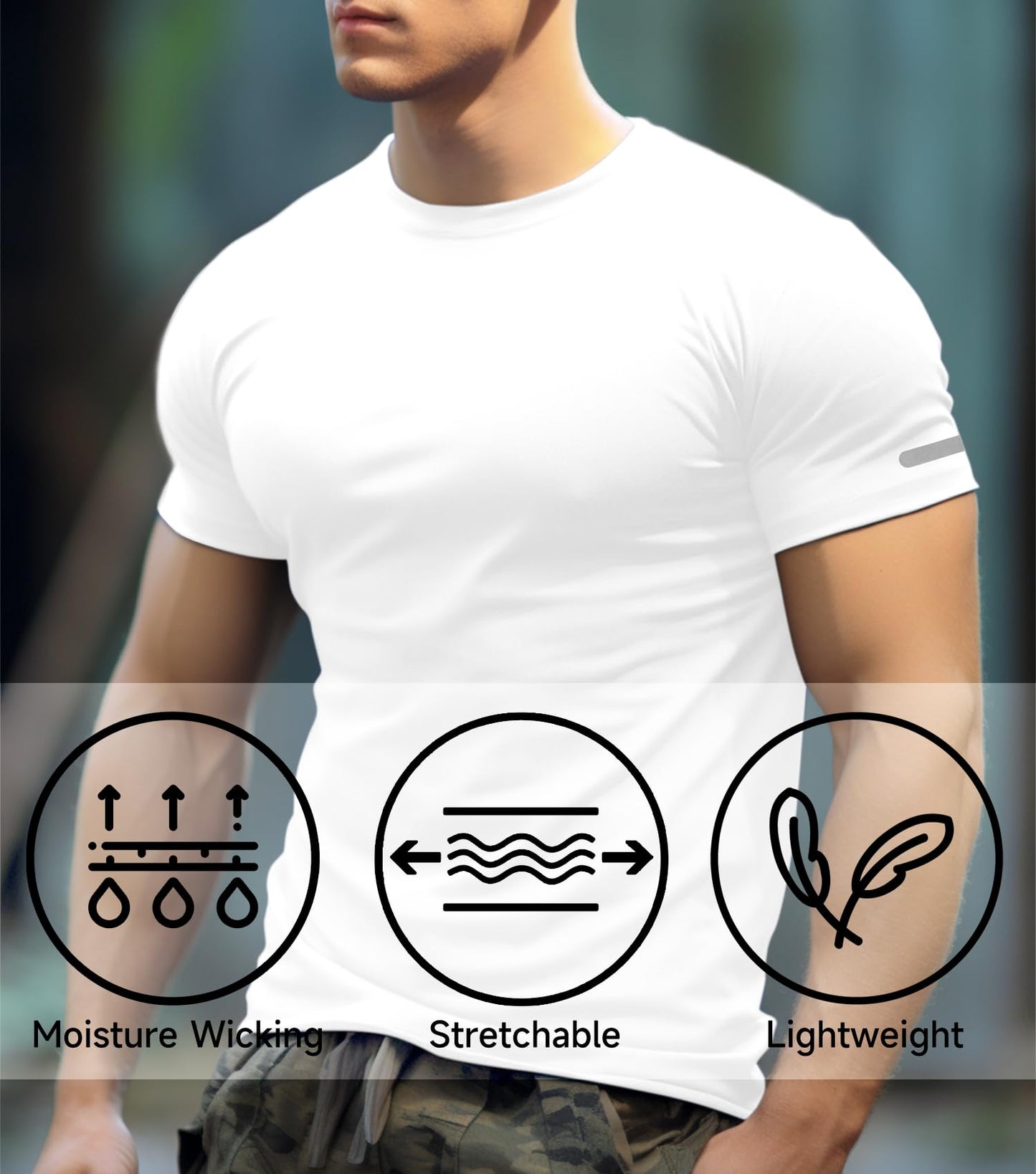 Men Workout Shirts Dry Fit Fitted (Off White,XXL)