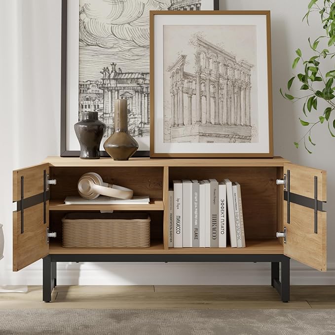 WAMPAT Modern TV Stand for 26-40 Inch TVs, Wood Entertainment Center