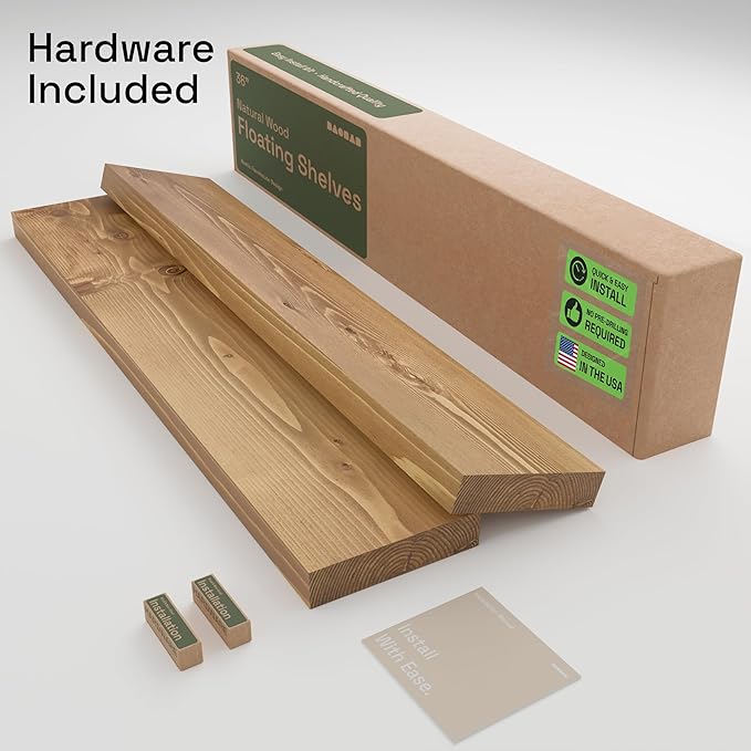 BAOBAB WORKSHOP Natural Wood Floating Shelves