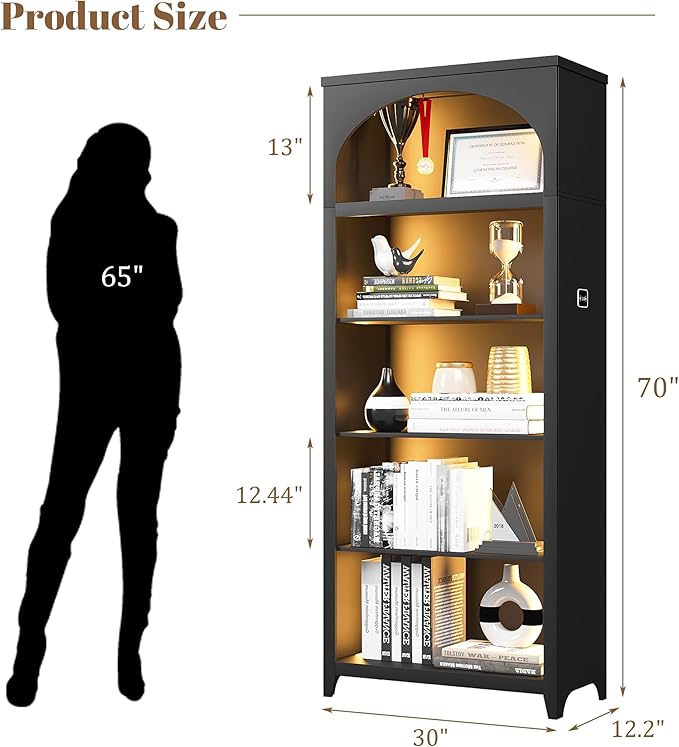 Dystler 5-Tier Arched Bookshelf