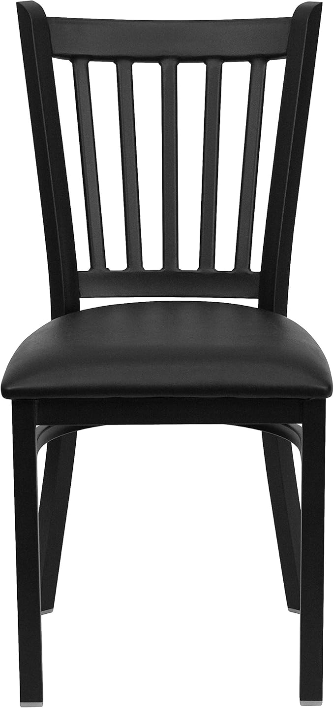 Flash Furniture HERCULES Series Black Vertical Back Metal Restaurant Chair