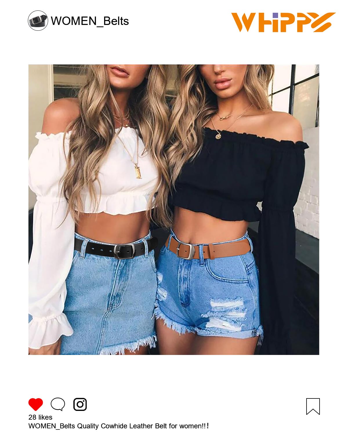 WHIPPY Women Leather Belts for Jeans Pants Fashion Dress Belt for Women with Solid Pin Buckle, Black, L