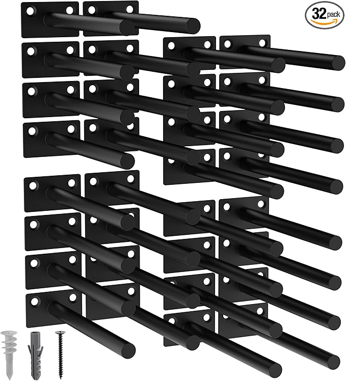 LEOPO Black 32-Pack 6 inch Floating Shelf Brackets, Hidden Shelf Bracket