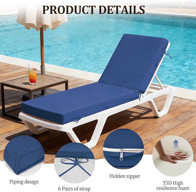 80x26x4in Lounge Cushions for Outdoor Furniture, Outdoor Lounge Chair Cushions