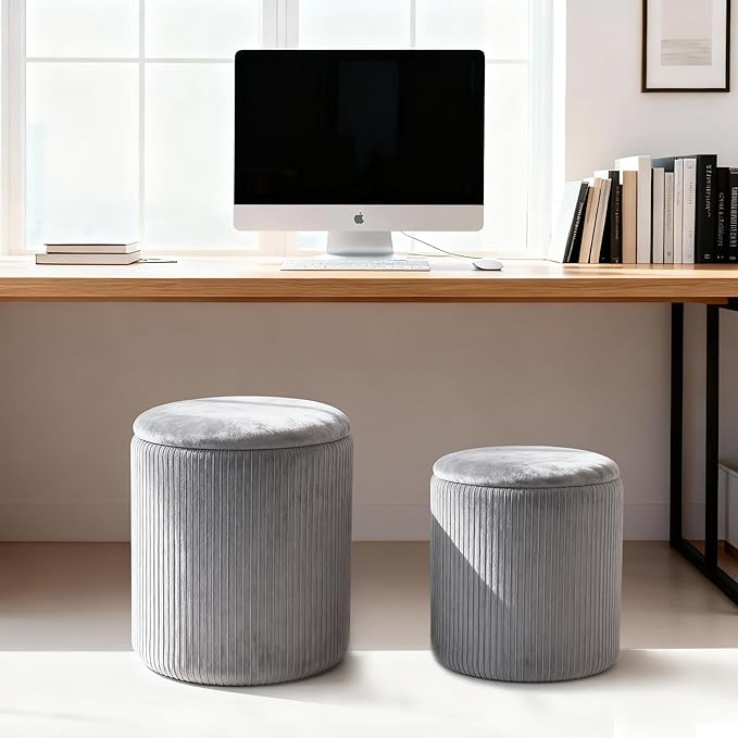 CAROLMADE Set of 2 Round Ottoman