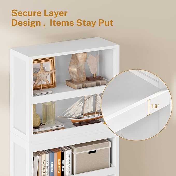 TEENFON 64.2" Bookcase, 5-Tier Open Bookshelves and Bookshelf, Freestanding