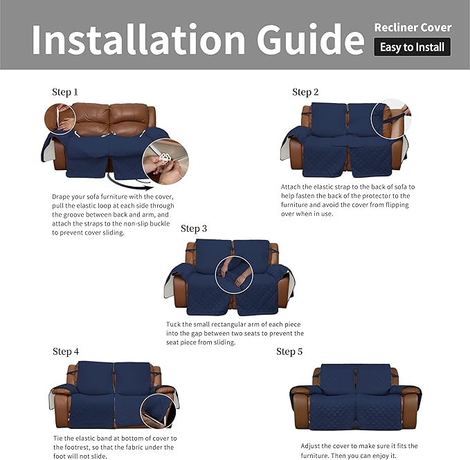 Easy-Going Loveseat Recliner Cover, Reversible Couch Cover