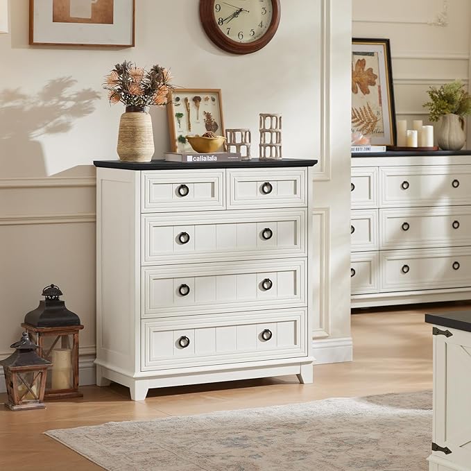 Joaxswe Farmhouse 5 Drawer Dresser