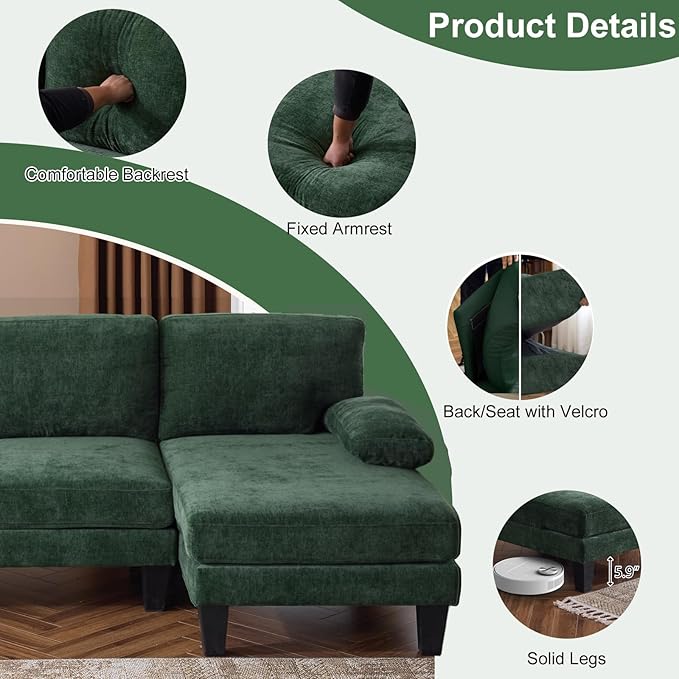 Karl home 111" Sectional Sofa U-Shaped 4-Seat Couch